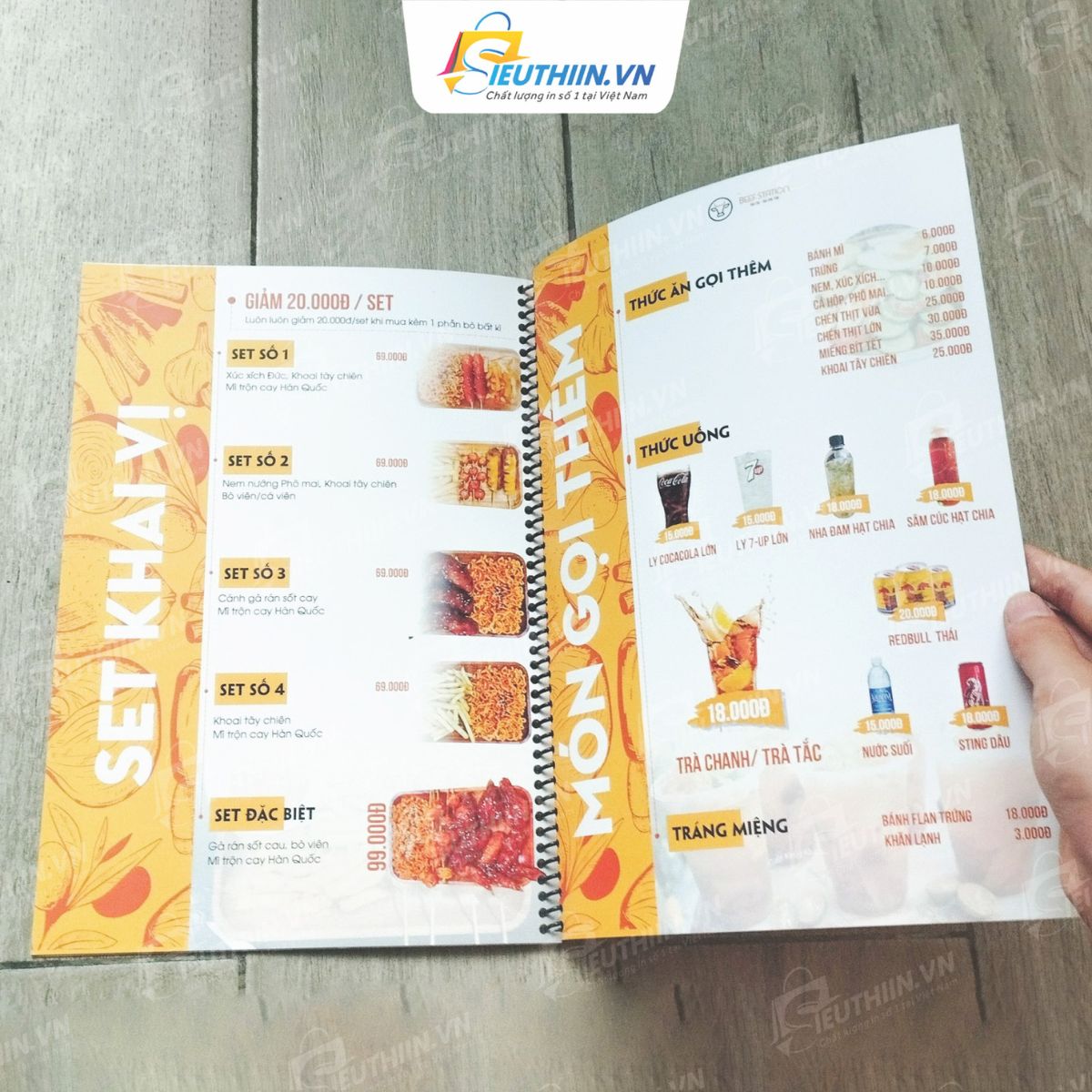 Menu cho quán nước