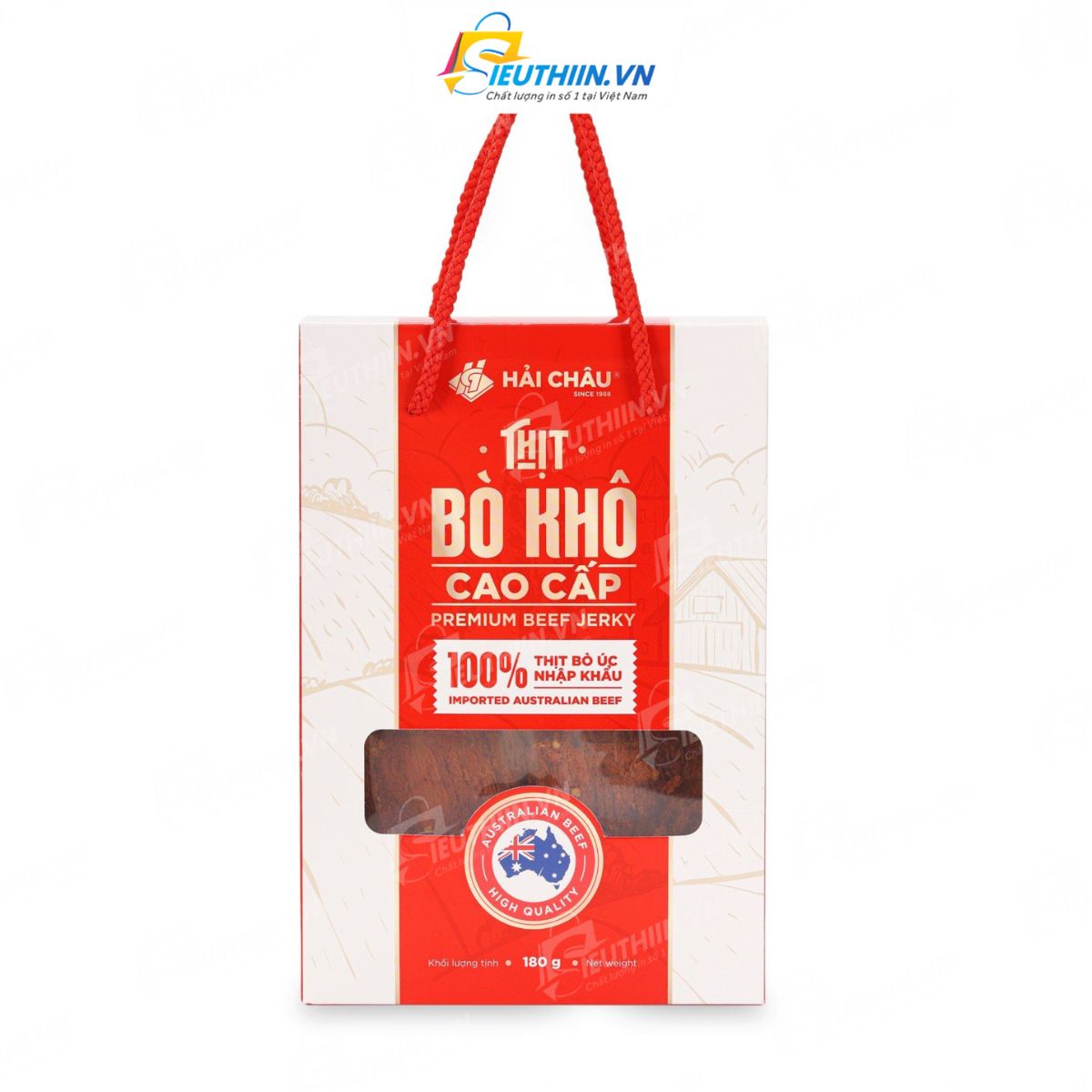 Tem nhãn dán túi đựng khô bò cao cấp
