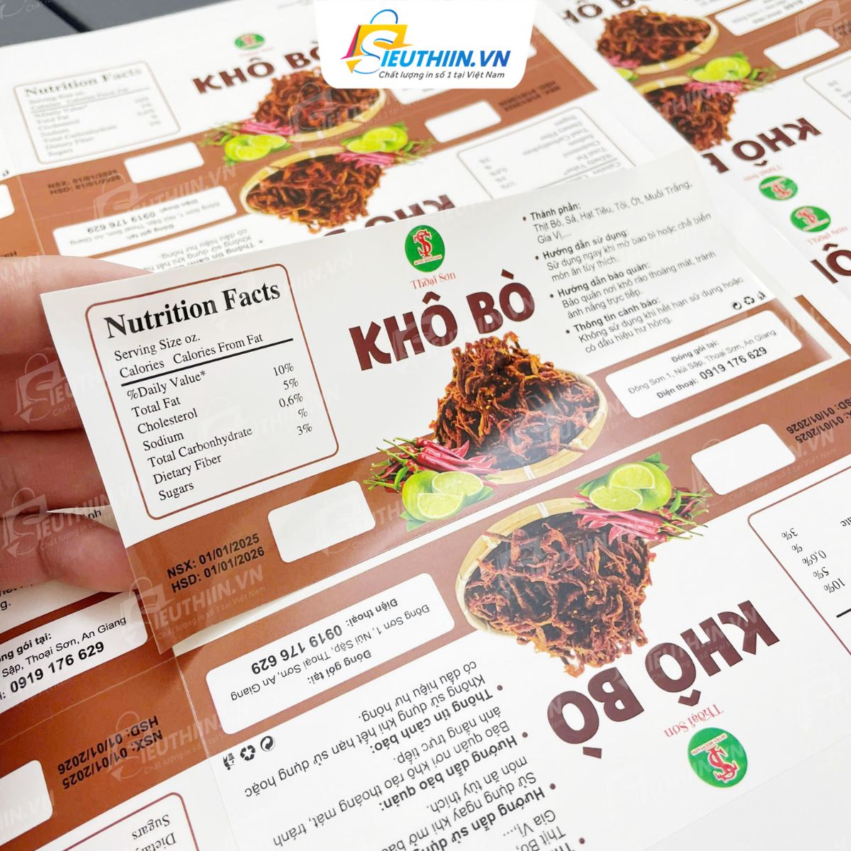 Tem nhãn khô bò sợi