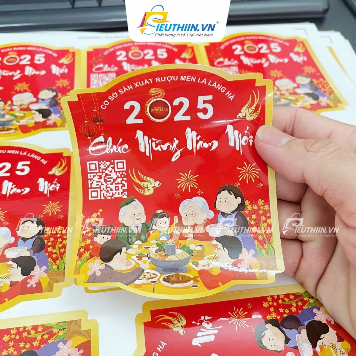 Tem nhãn dán hộp mứt tết đẹp