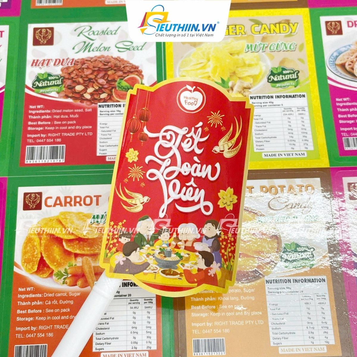 Tem tết dán hũ mứt đẹp