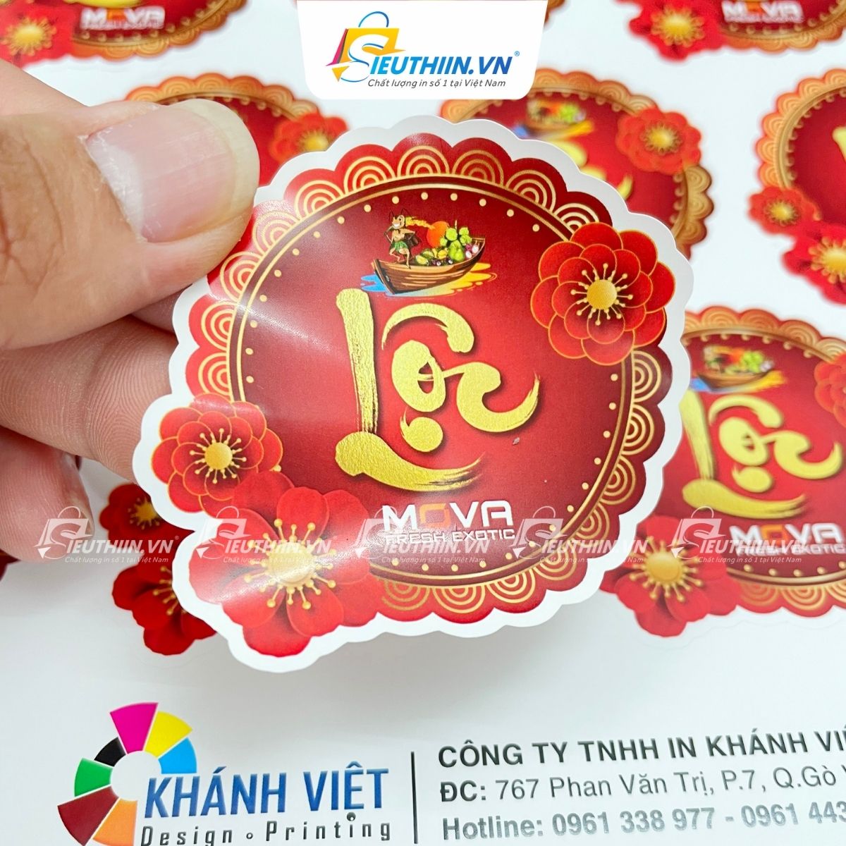 Tem chữ Lộc dán hộp mứt