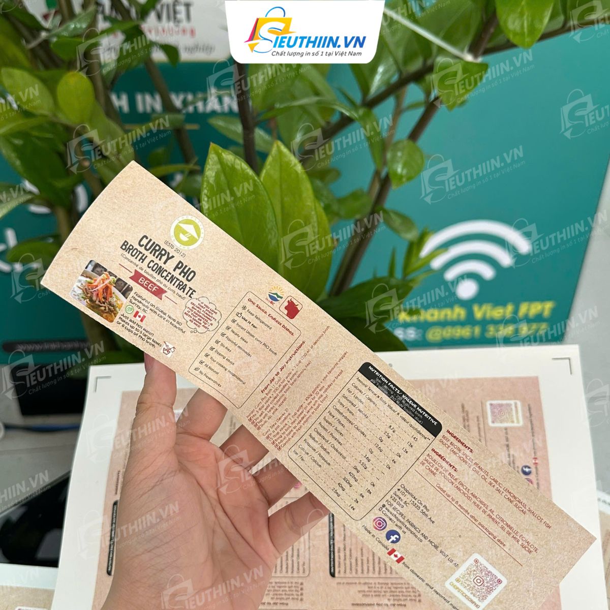 Tem nhãn thực phẩm hình chữ nhật dạng ngang