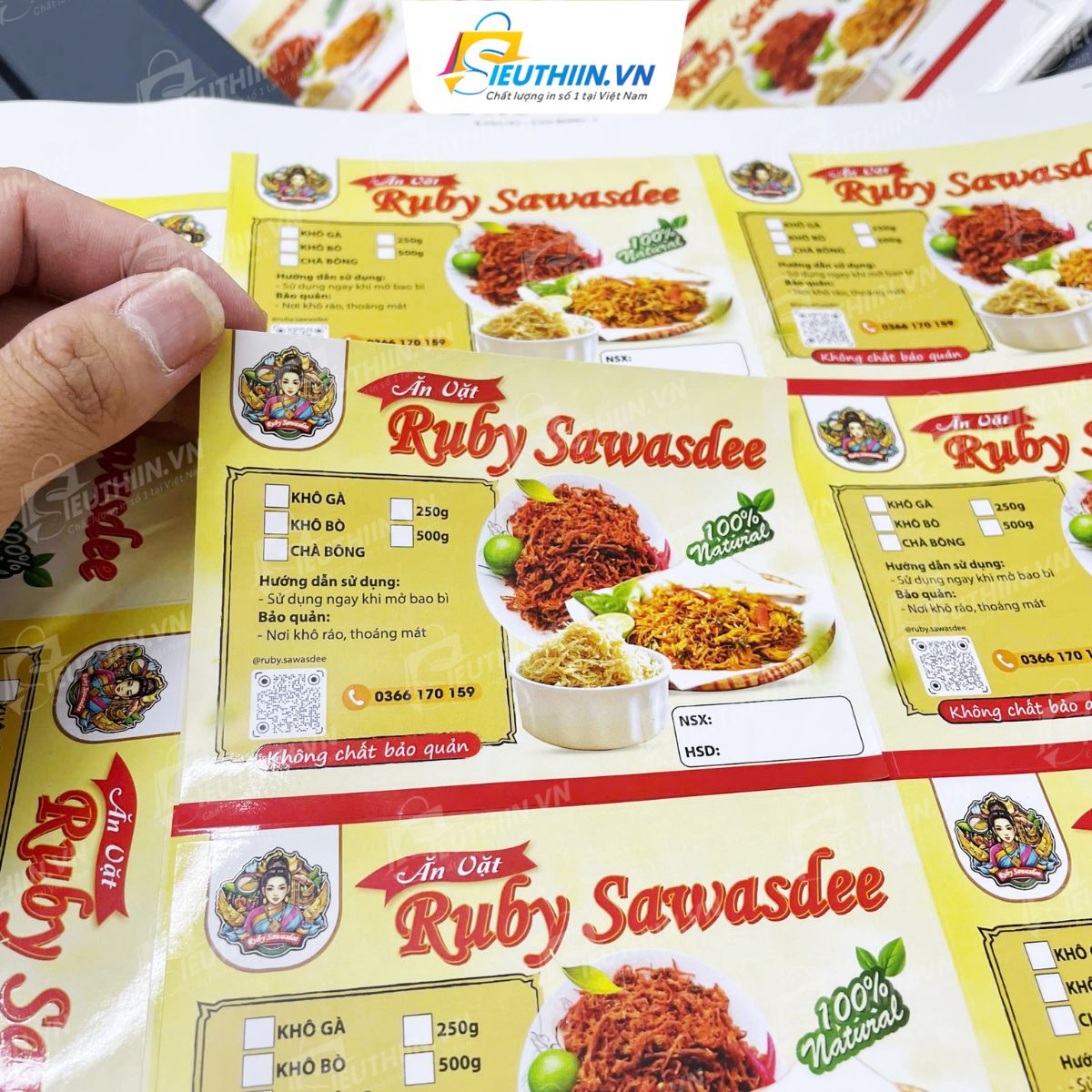 Tem thực phẩm khô gà