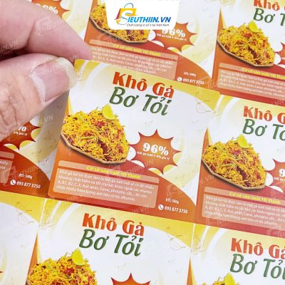 Tem nhãn dán bao bì khô gà bơ tỏi