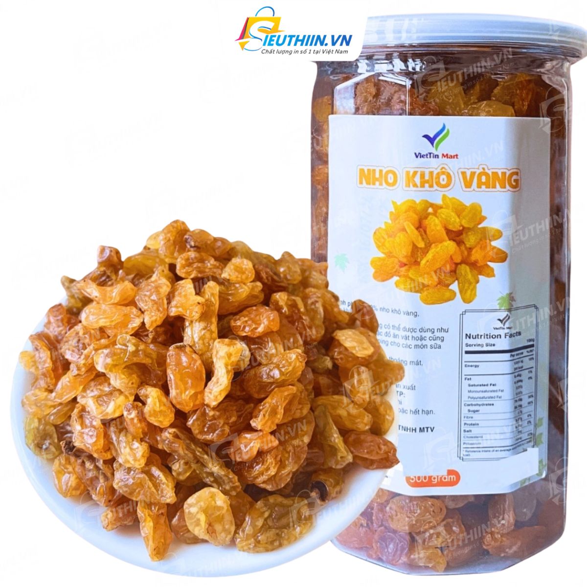 Mẫu tem trái cây sấy - Tem nhãn nho khô đẹp