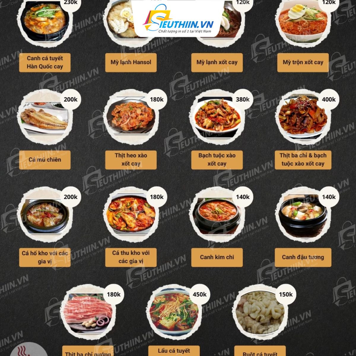 Thực đơn nhà hàng nhiêu món