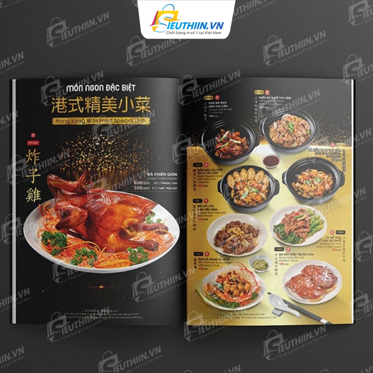 Menu nhà hàng Trung Quốc sang trọng