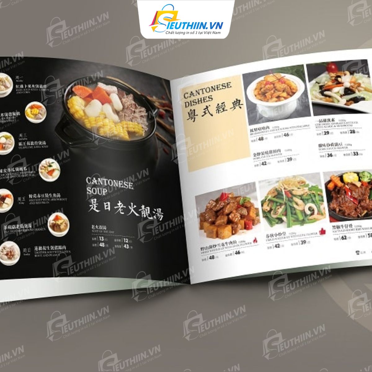 Menu nhà hàng Trung dạng cuốn
