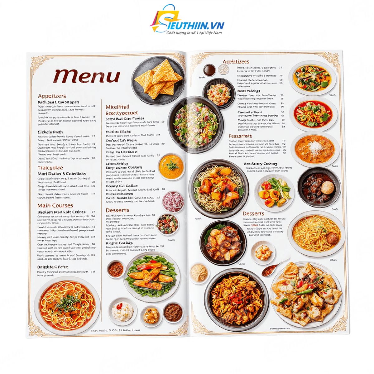 Menu nhà hàng Âu đẹp