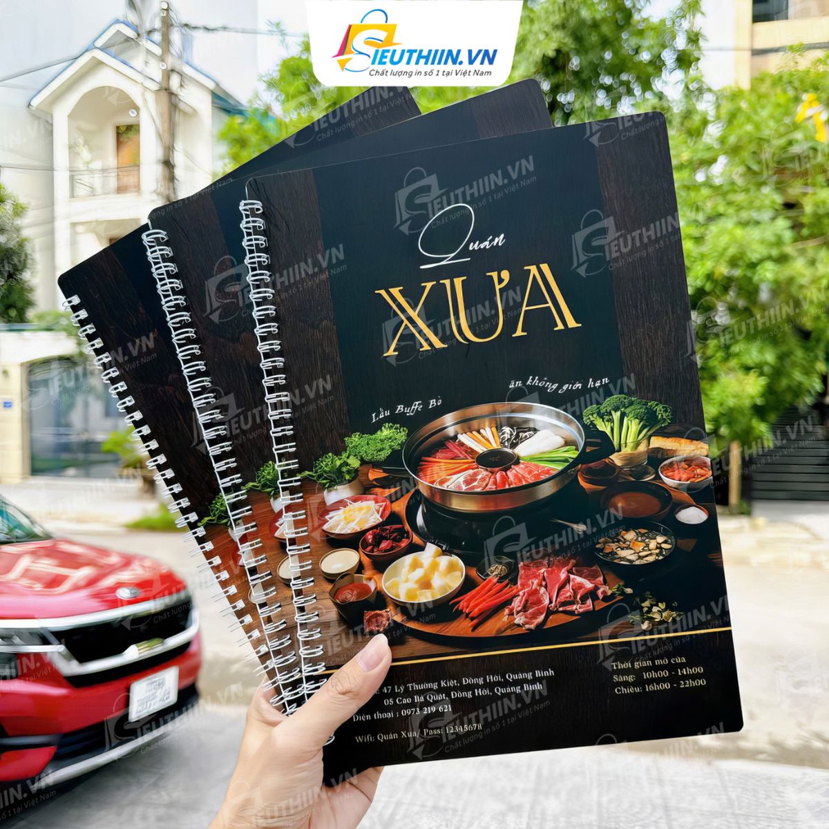 Menu nhà hàng Việt có lò xo