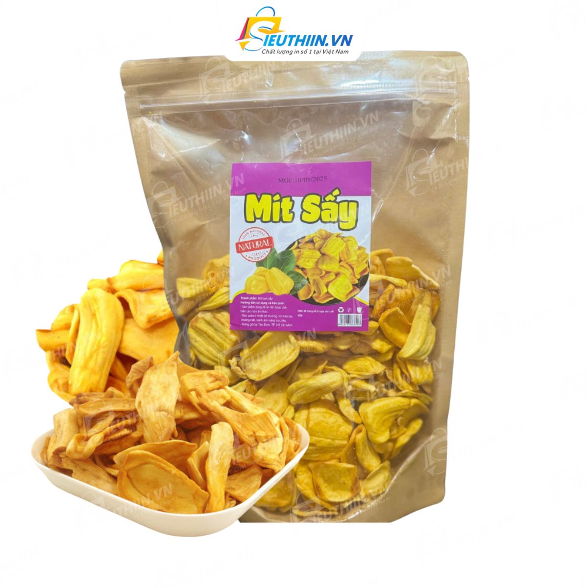 Tem dán túi zip đựng mít sấy