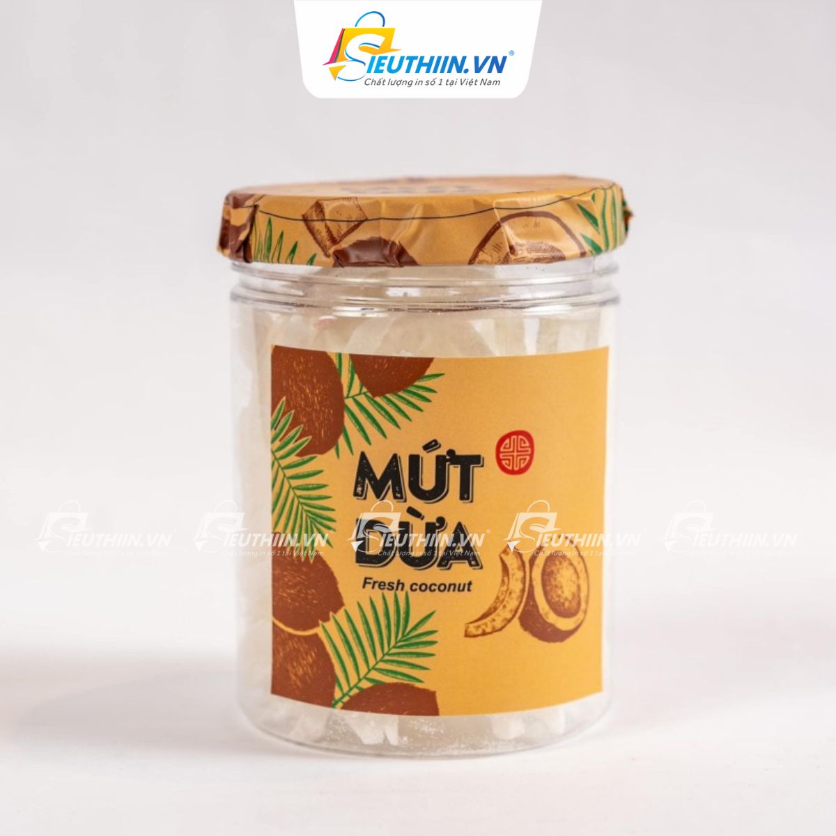 Mẫu tem nhãn dán bao bì mứt dừa đẹp mắt, chuyên nghiệp - 1