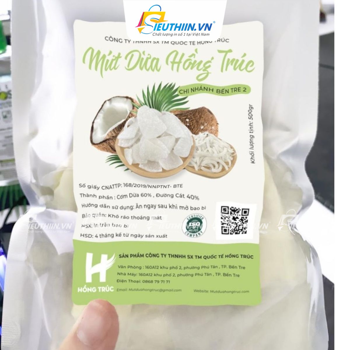 Thông tin cần in trên tem nhãn mứt dừa