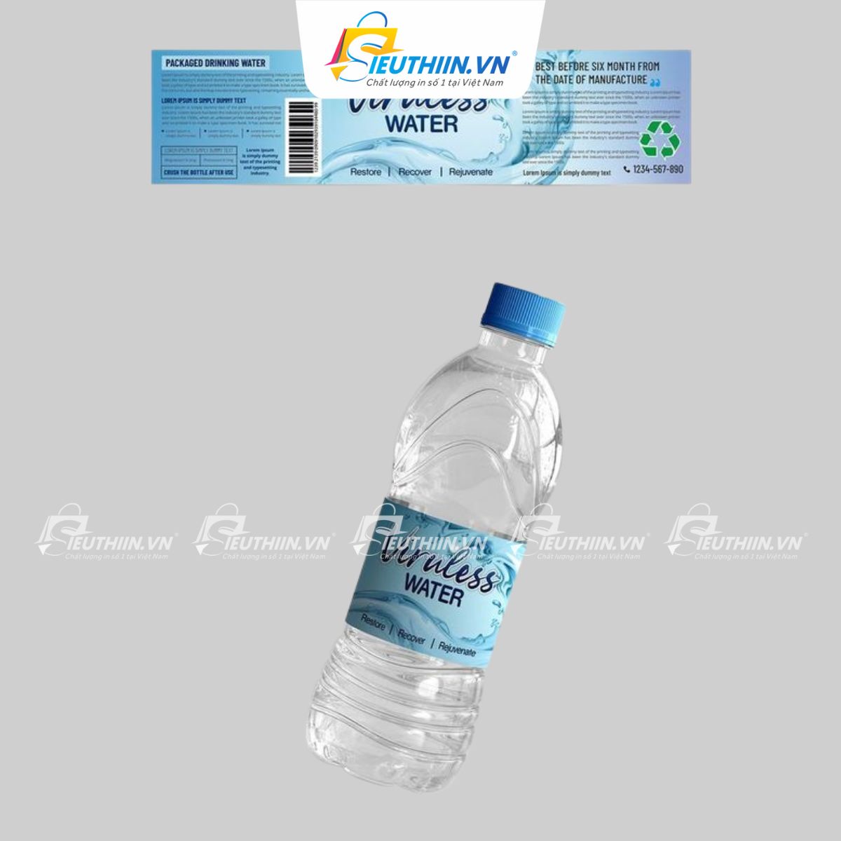 Tem nhãn dán chai nước được in ấn bằng chất liệu gì?