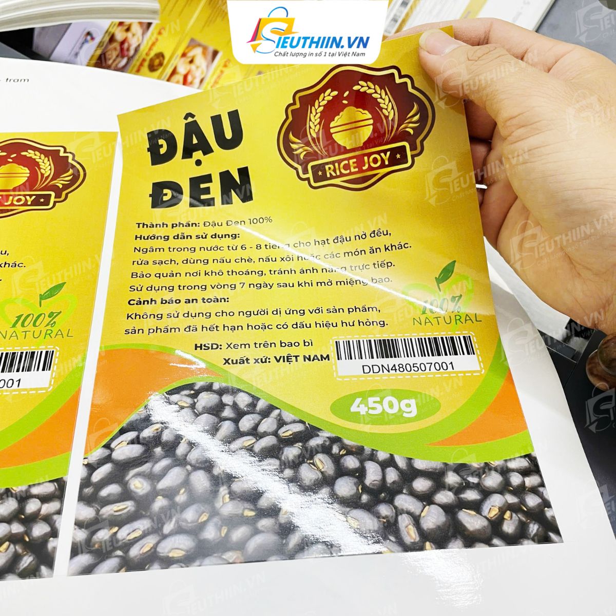 Tem nhãn đậu đen chuyên nghiệp